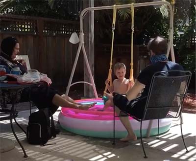 Swinging over the kiddy-pool